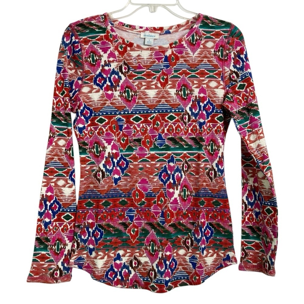 Sundance Imagination Long Sleeve Waffle/Thermal Tee Southwestern‎ Print (Size S)